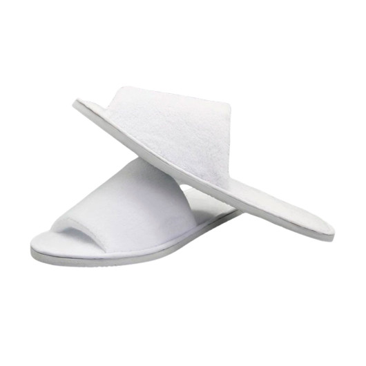 Open Toe Hotel Slippers White